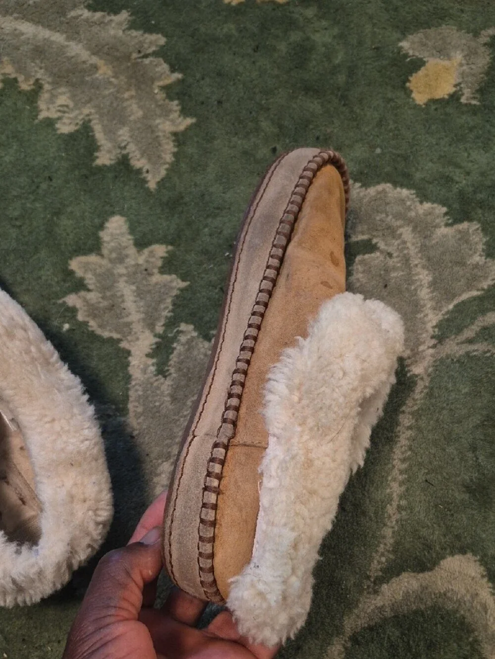 UGG Tan Suede Faux-Shearling Cuff Slip-On Winter Boots